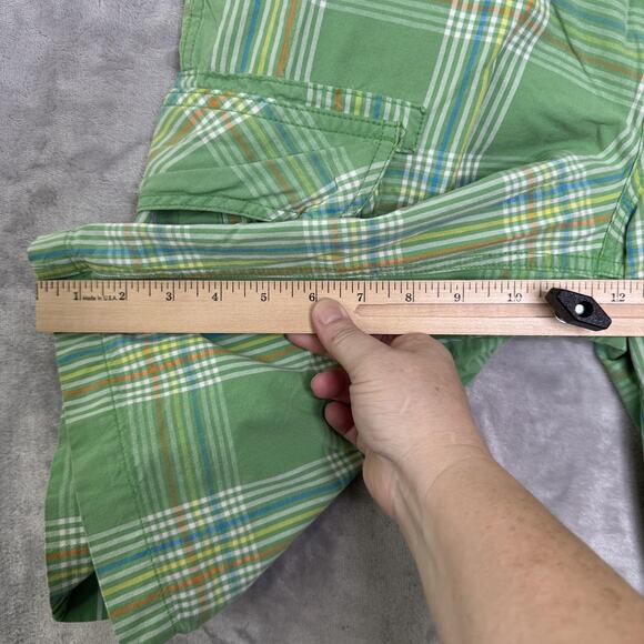 RVCA Cargo Shorts Mens 32 Green Plaid Cotton Pockets Skate Casual Summer Outdoor - Picture 12 of 14